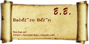 Balázs Bán névjegykártya